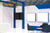 A tradeshow booth with blank messaging and graphics.