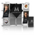 Front-facing view of the 10ft 3D Snap-Up – Kit B pop-up trade show display featuring a dimensional snap-up frame with full fabric graphics, angled side panels, overhead LED Lights, and a cylindrical podium.