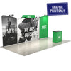 20ft QuickZip Executive Display with printed graphics only, featuring curved panels and matching counter on light flooring.