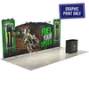 20ft QuickZip Monument Print Only trade show display graphic featuring bold curved tension fabric panels with seamless printed design, made for easy frame replacement and exhibit branding.