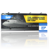 20ft QuickZip Straight Display with full-width tension-fabric backwall and matching podium, designed for clean, modern trade-show branding.