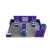Overhead view of a 20×30 modular booth showing counters, shelving, monitor mounts, custom archway, and designated meeting areas
