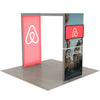 Side view of 3.5ft Firefly Arch Lightbox showing slim rectangular frame with illuminated pink wall and dark printed panel on light grey flooring.