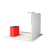 Rear view of the straight trade show display showing plain fabric backing, frame structure, and attached LED light fixtures.