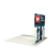 Rear view of the straight trade show display showing printed graphic coverage on the back side and internal frame structure.