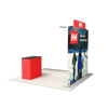 Rear view of the straight trade show display showing a custom printed graphic on the backside of the display and header. 
