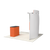 Rear view of the curved trade show display showing plain fabric on the back of the display and header panel.