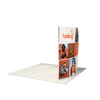Rear view of the curved trade show display showing custom printed graphic on the back side and frame structure.