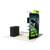 Rear view of the curved trade show display showing graphic on the back side, double sided header, and backside of the podium.
