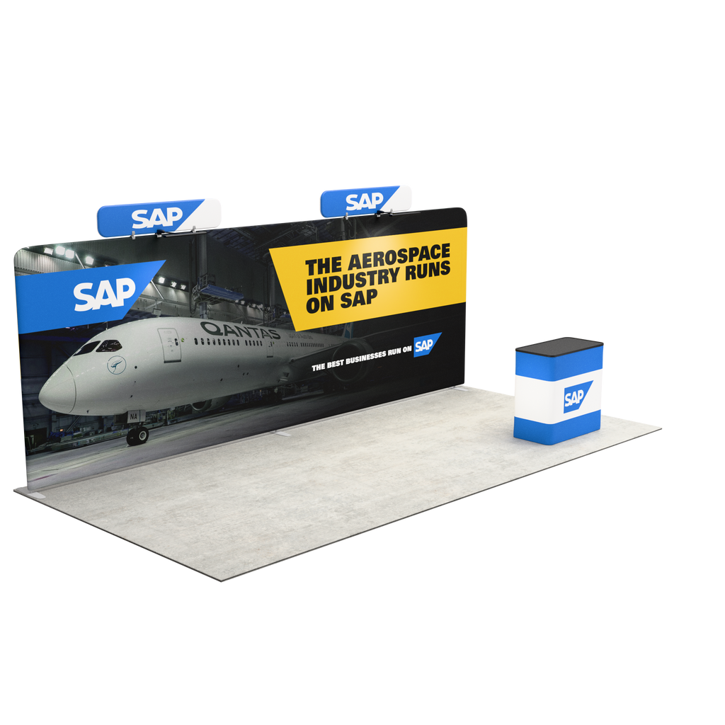 20ft QuickZip Straight Trade Show Display Double Sided with 2 Headers ...