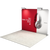 Opposite angled view of illuminated trade show backdrop showing frame structure, depth, and lighting placement.