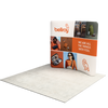 Alternate angle of 8ft snap tube backdrop highlighting the curved frame profile and freestanding design