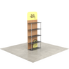 QuickZip Showtime modular display featuring fabric tower with built-in shelves and printed branding panel.