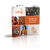 8ft QuickZip curved double-sided trade show display with overhead lights and custom printed graphics.