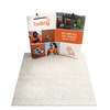 Overhead exhibit layout featuring the curved display with LED lighting in an open trade show space.