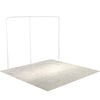 Assembled hardware for the 10ft QuickZip Curved Tradeshow booth shown on light gray flooring