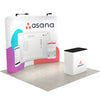10ft QuickZip Curved fabric trade show display featuring a seamless curved backdrop and portable counter, designed for professional event booths.