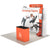 Rush 10ft QuickZip Max Curved fabric trade show display with curved wall, shelves, monitor mount, and counter, rush production option.
