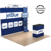 10ft QuickZip Max Straight trade show display shown on reversible flooring alternating light and dark oak wood style finishes.