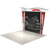 Angled left view of the 10ft Timberline Heavy Duty display showing the curved canopy, side wing panels, and full printed fabric backdrop