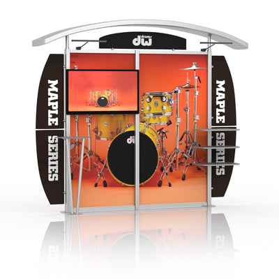 multi-panel comparison showing same presentation adapted for different venue types with customized visual elements highlighted in orange