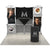 Straight-on view of the 10ft 3D Snap-Up – Kit B modular pop-up display with a snap-up aluminum frame, seamless fabric graphics across the front and sides, LED Lights, and custom cylindrical podium.