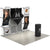 Angled view of the 10ft 3D Snap-Up – Kit B trade show display showing a three-dimensional snap-up frame with tension fabric graphics, overhead header panel, integrated side sections, cylindrical podium