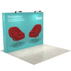 Right-side angled view of 10ft Perfect Pop Straight Display showing tension-fabric back wall alone, open space in front.