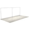 Aluminum frame for 20ft QuickZip Straight Display showing straight-wall structure with base plates on grey flooring.