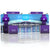 20ft QuickZip Mega Max Display featuring tall fabric backwalls, dual side towers, and central header panel with sleek lighting for trade show use.