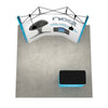 Top-down view of 8ft Perfect-Pop Curved Display showing concave wall shape and counter placement on flooring.