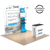 8ft QuickZip Max Straight trade show display with reversible flooring shown in alternating light and dark oak finishes.