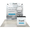 Compact 8ft QuickZip Max Straight trade show display kit with fabric backdrop, monitor mount, and matching counter.