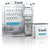 8ft QuickZip Max Straight trade show display with tension fabric backdrop, monitor tower, shelves, and counter.