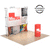8ft 3D Snap-Up Display positioned on light and dark oak flooring, accenting the display’s dimensional frame and warm natural finish.