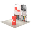 Right-side angled view of the 8ft 3D Snap-Up Display showcasing its layered modular design and structural depth with a portable podium.