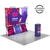 8ft 3D Snap-Up Display Kit B displayed on reversible black and grey foam tile flooring, offering contrast between the dark, soft-textured foundation and the vibrant modular display system.