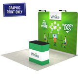 QuickZip Straight Display with branded green graphic and matching counter, graphic print only.