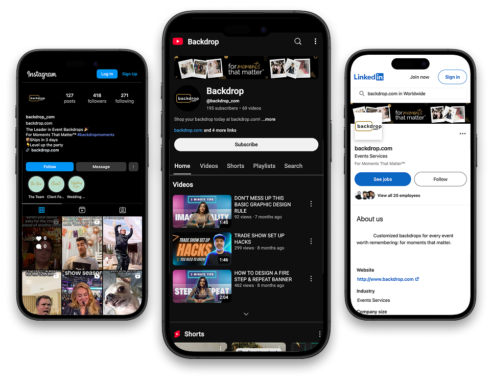 A phone displaying the tradeshowbooth instagram page